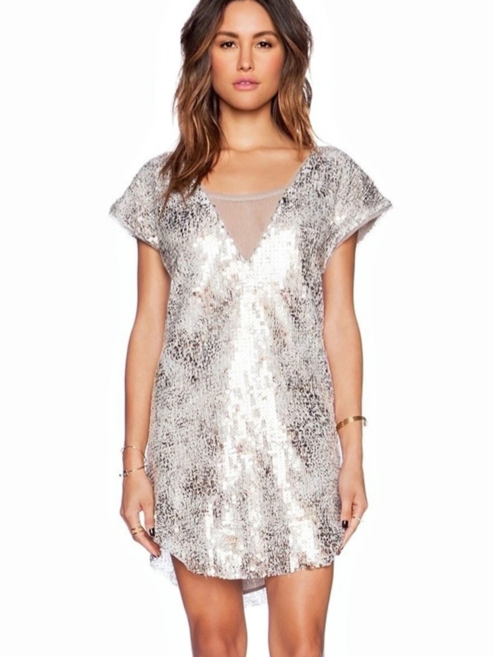 Free People Midnight Dreamer “Shattered Glass” mini dress   Size XS